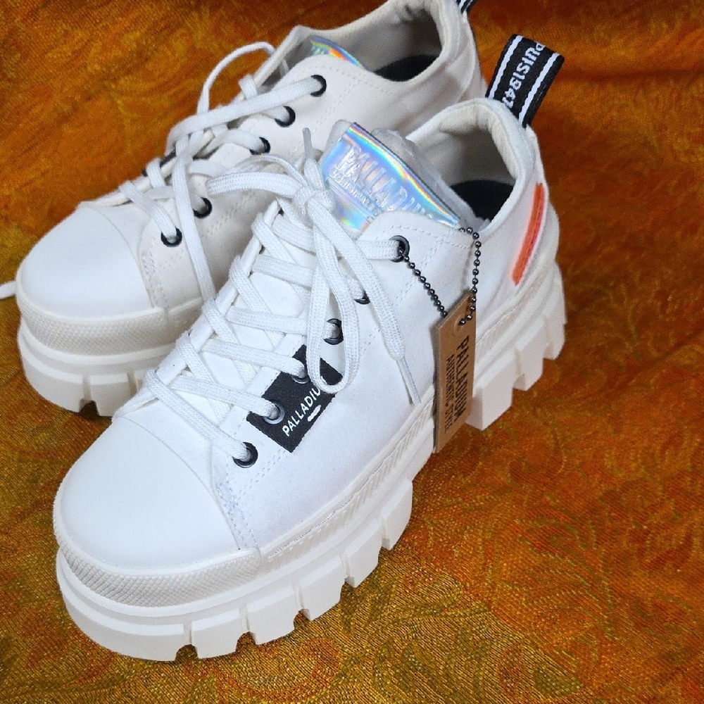 Palladium Women's White and Orange Chunky Sneakers